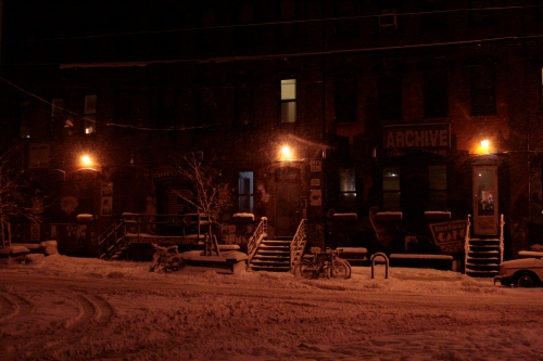 I snapped a picture of the Archive in Bushwick before getting on the train. Bogart Street looked amazing in the snow.