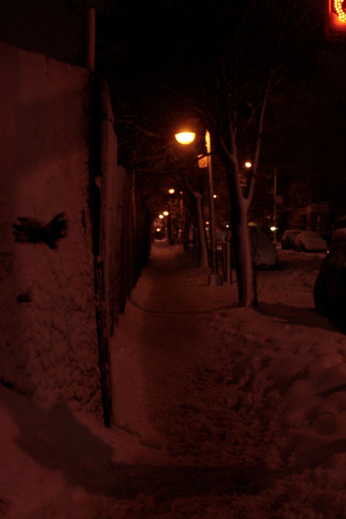 Snowy sidewalk in Williamsburg